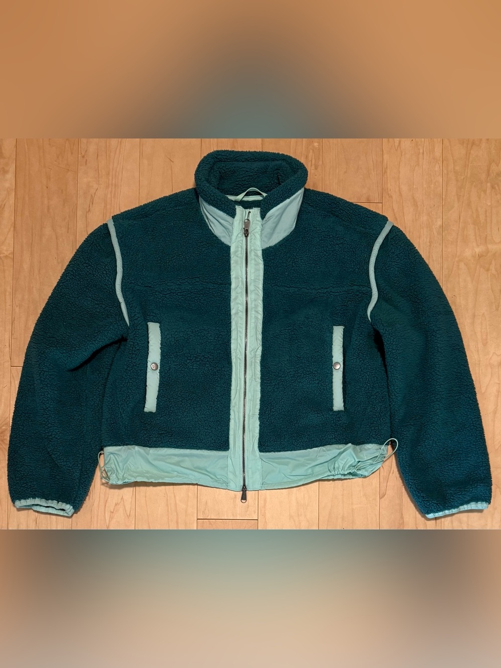 Free People FP Movement Courtside Sherpa Fleece Full Zip Jacket Teal Women’s L